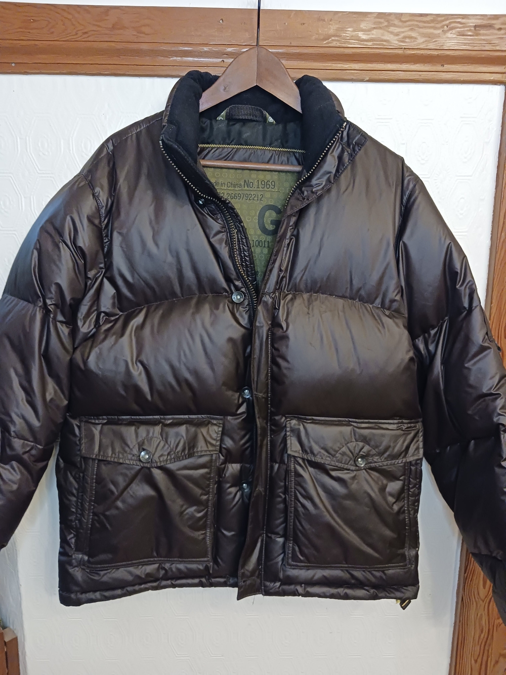 Gap 1969 Mens Down Puffer Jacket Size M Brown Winter Coat